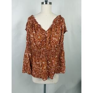 NWT Old Navy 4x Fall Floral Boho Cottage Core Hippy Modest Elastic Peasant Top